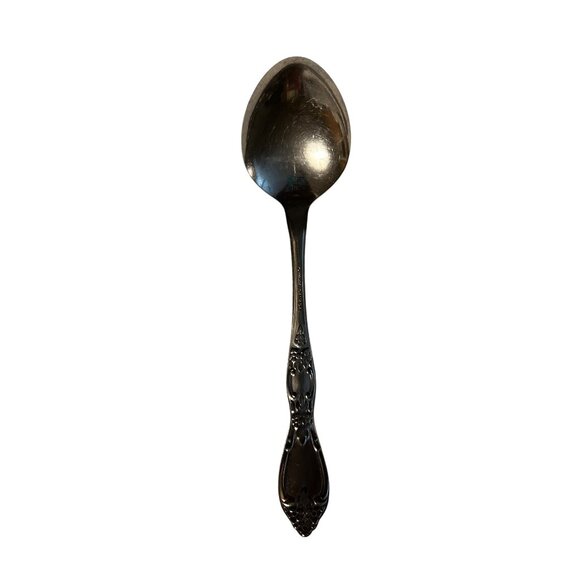 Oneida Silver Huntington Stainless Glossy serving Spoon floral glossy 8.25” - Picture 3 of 3